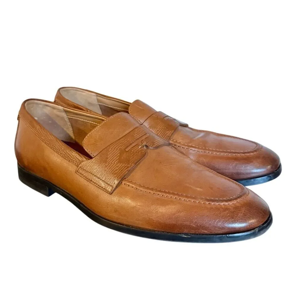 Ted Baker Addlerc debossed leather saddle loafers size 9